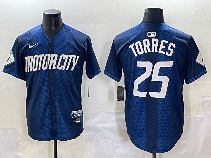 Men 2025 Detroit Tigers #25 Torres Blue Nike MLB Jersey style 7151->detroit tigers->MLB Jersey